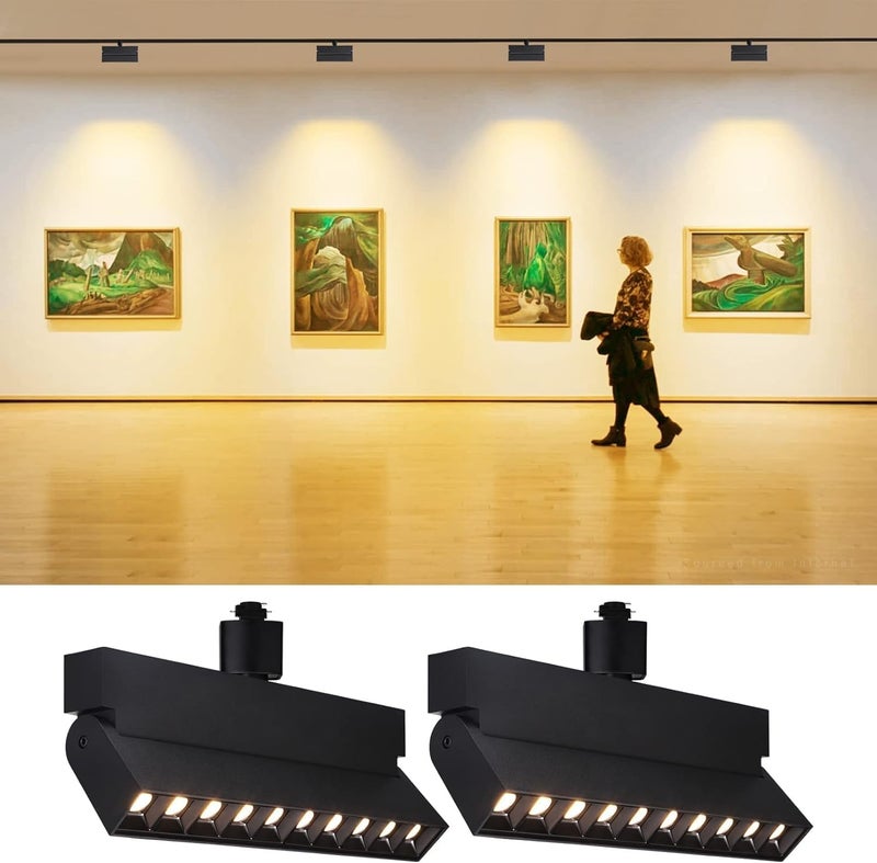LEONLITE 24W Dimmable LED Track Lighting Heads, for H Type Track Rails, 100-277V, ETL Listed, CRI90, 1300LM, Flicker Free Ceiling Track Light Fixtures for Art, 3000K Warm White, Black, Pack of 2 - Image 1